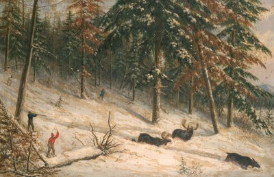 Caça Moose (óleo) de Cornelius Krieghoff
