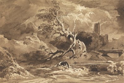 Uma árvore destruída por um raio de Cornelius Varley