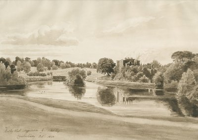 Betley Hall: desenho em sépia, outubro de 1820 de Cornelius Varley