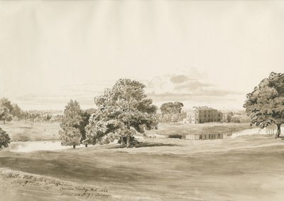 Betley Hall: desenho em sépia, outubro de 1820 de Cornelius Varley