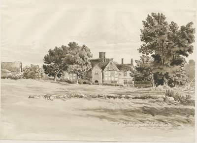 Oaken - Farm House: desenho em sépia, 5 de agosto de 1820 de Cornelius Varley