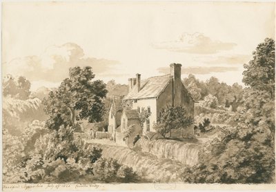 Woodford - Chalés: desenho sépia, 27 de julho de 1820 de Cornelius Varley