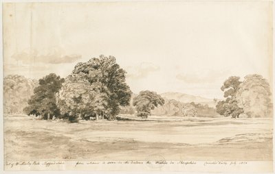 Wrottesley Park: desenho em sépia, julho de 1820 de Cornelius Varley