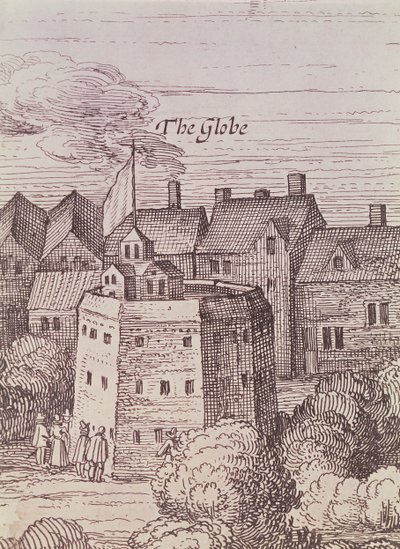 The Globe Theatre, detalhe de uma gravura de Cornelius de Visscher