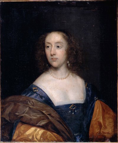 Retrato de uma senhora de azul de Cornelius the elder Johnson