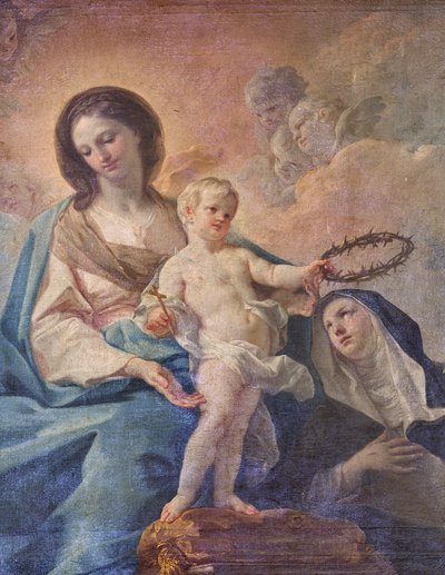 Igreja do SS Salvatore, interior, Altar do Rosário, Nossa Senhora do Rosário, tela de Corrado Giaquinto (1703-1766), pormenor, Poggiardo, Lecce, Puglia (foto) de Corrado Giaquinto