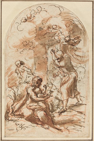 Estudo para a "Madonna della Scodella" [reto] de Correggio