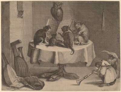 O concerto do gato de Coryn Boel after David Teniers the Younger