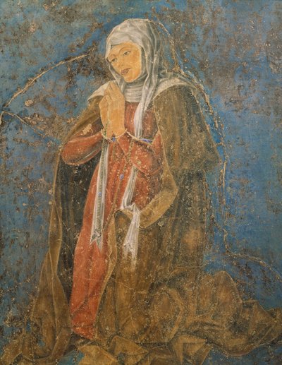 Decano, detalhe Virgem do Sinal, cena do Mês de Agosto, atribuída a Cosimo Tura (cerca de 1430-1495) e Mestre de Ercole, fresco, parede norte, Salão dos Meses, Palazzo Schifanoia (Palácio da Alegria), Ferrara, Itália, cerca de 1470 de Cosimo (attr. to) Tura