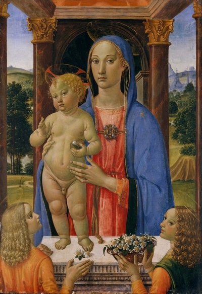Madonna e criança com anjos. de Cosimo Rosselli