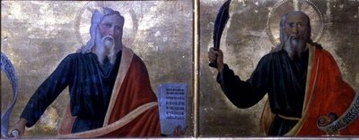 Moisés e Abraão (tempera no painel) de Cosimo Rosselli