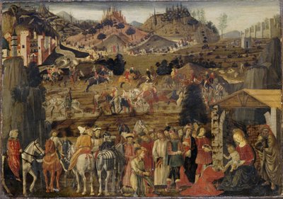 A Adoração dos Magos, c.1480 (têmpera em madeira de pinho) de Cosimo Rosselli
