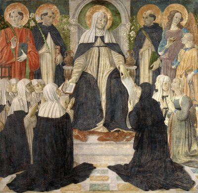 Santa Catarina de Sena como Mãe Espiritual da Segunda e Terceira Ordens de São Domingos, c1499. de Cosimo di Lorenzo Rosselli
