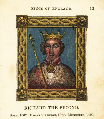 Retrato do Rei Ricardo II, Rei Ricardo II de Inglaterra, nascido em 1367, começou a reinar 1377 e foi assassinado em 1400 de Cosmo Armstrong