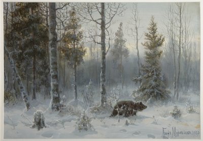 Urso na floresta de inverno, 1907 de Count Vladimir Leonidovich Muravyov
