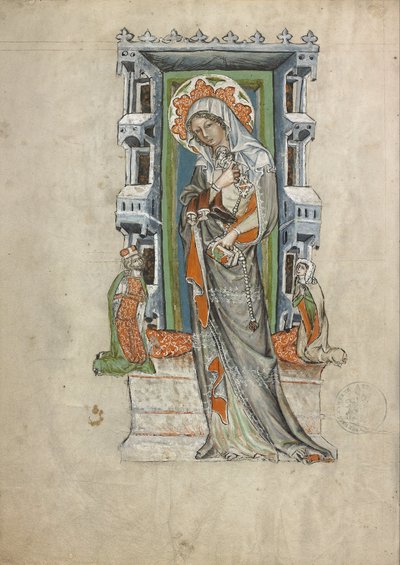 Santa Edwiges da Silésia com o duque Ludwig de Legnica e Brieg e a duquesa Agnés de Court workshop of Duke Ludwig I of Liegnitz and Brieg