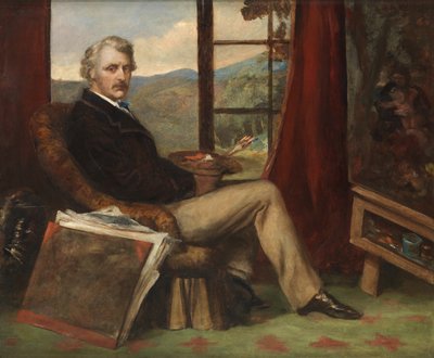 Auto-retrato (Óleo sobre painel de mogno) de Coutts Lindsay