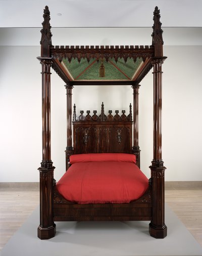 Cama, c.1844 (jacarandá, choupo-tulip e pinheiro amarelo) de Crawford Riddell