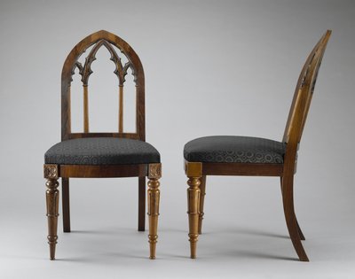 Par de cadeiras laterais, c. 1844 (pau-rosa; freixo) de Crawford Riddell