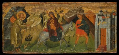 A fuga para o Egito (tempera de ovo no painel) de Cretan School