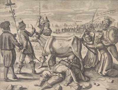 Luta pela vaca leiteira flamenga, 1646. de Crispijn de Passe I