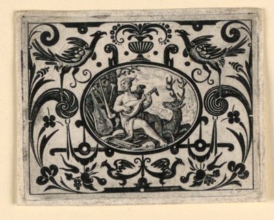 Sentido do Som, prato de Quinque sensum typi in usum aurifabroru exarati (Imagens dos cinco sentidos gravadas em benefício do ourives) de Crispijn de Passe the Elder