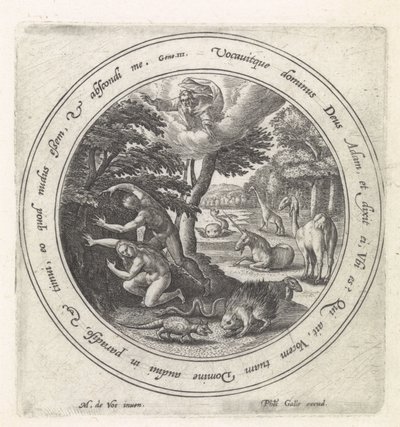Adão e Eva se escondem de Deus História de Adão e Eva (título da série) de Crispijn van de Passe (I)