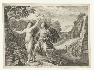 Apolo persegue Daphne Metamorfoses de Ovídio (título da série) de Crispijn van de Passe (I)