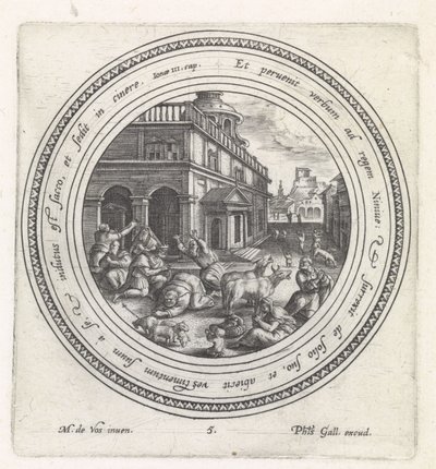 O rei de Nínive faz penitência História de Jonas (título da série) de Crispijn van de Passe (I)