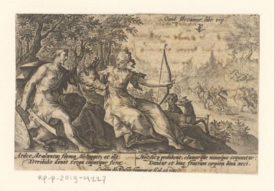 Meleager em Atalanta Metamorfosen van Ovidius (título da série) Metamorfose (título da série) de Crispijn van de Passe (I)