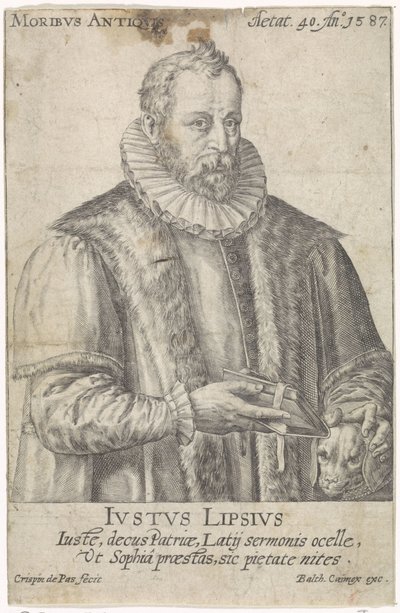 Retrato de Justus Lipsius Moribvs Antiqvis (título no objeto) de Crispijn van de Passe (I)