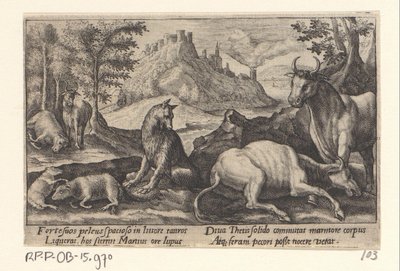 Psamathe transforma o lobo em mármore
Metamorfoses por Ovid (título da série) de Crispijn van de Passe (I)