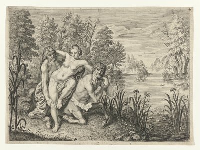 Nessus coloca a Deianira do outro lado do rio
Dianier por Nessus através do rio (título sobre o objecto)
Metamorfoses por Ovid (título da série) de Crispijn van de Passe (II) (possibly)