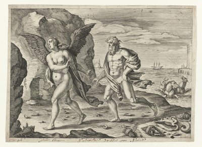Coronis em Netuno Metamorfosen van Ovidius (título da série) de Crispijn van de Passe (II)