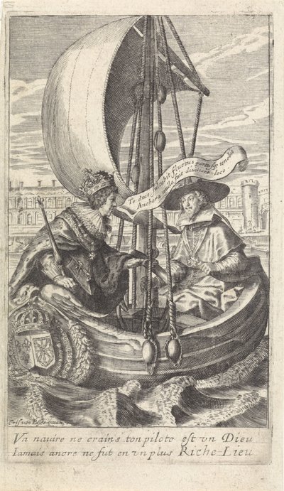 O Rei Luís XIII e o Cardeal Richelieu numa barcaça de Crispijn van de Passe (II)