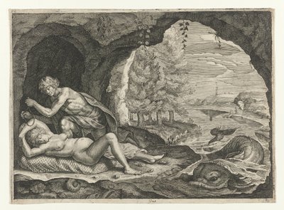 Peleu persegue a Tétis adormecida Metamorfoses de Ovídio (título da série) de Crispijn van de Passe (II)
