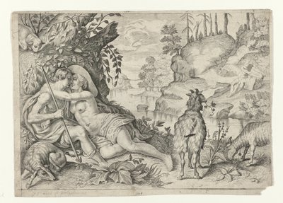 Polifemo foi capturado por Acis en Galatea Metamorfosen van Ovidius (título da série) de Crispijn van de Passe (II)