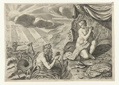 Scylla em fuga de Glaucus
Glauci apaixonado por Scylla (título sobre o objecto)
Metamorfoses de Ovid (título da série) de Crispijn van de Passe (II)