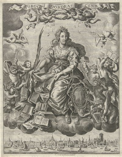 Página de título para Werelts begin, center, eynde fechado em den trov-ringh por Jacob Cats de Crispijn van den Queborn