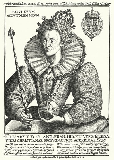 Elizabeth I, Rainha de Inglaterra (gravura) de Crispin I de (after) Passe