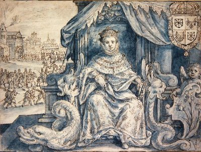 Luís XIII (1601-43) Rei da França (caneta e tinta marrom com lavagem azul sobre papel) de Crispin I de Passe