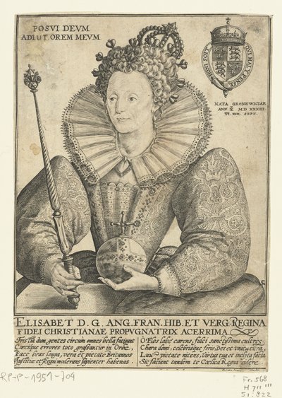 Retrato da rainha Elizabeth I da Inglaterra, 1592 de Crispin  Passe