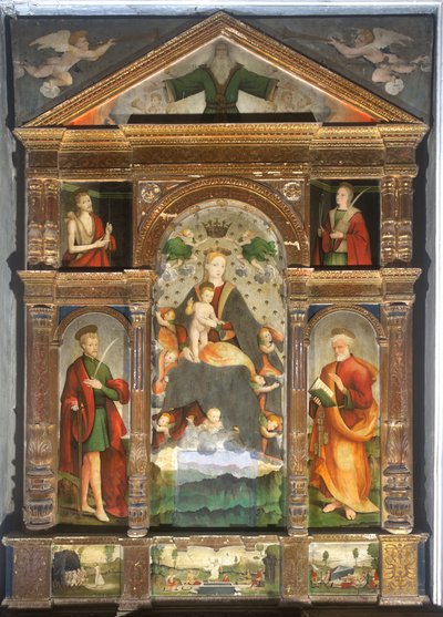 Nossa Senhora coroada com o Menino e os Anjos, São Paulo, São Pedro de Cristoforo (fl.1525 1578) & Pancalino Raffaele (fl.1514 1573) Pancalino