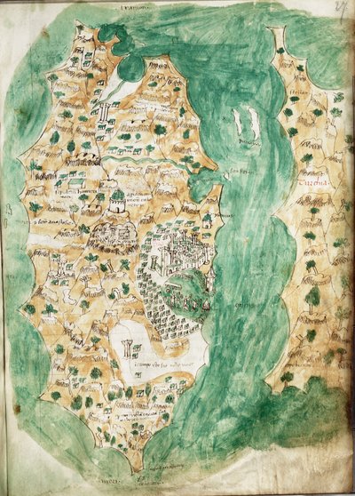 Uma carta de Khios e do continente adjacente, c.1420 (Velino) de Cristoforo Buondelmonti