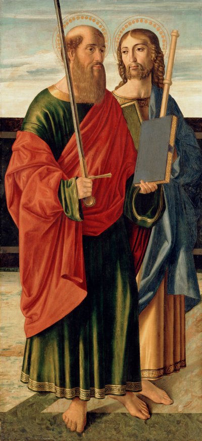 São Paulo e São Tiago, o Velho, c.1499 (têmpera sobre painel de madeira) de Cristoforo Caselli