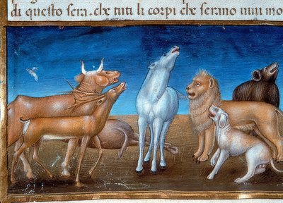 O fim do mundo: E as estrelas cairão do céu e os animais terão medo (c.149v). 1476 de Cristoforo De Predis