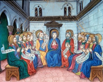 O derramamento do Espírito Santo (c.141v). 1476 de Cristoforo De Predis