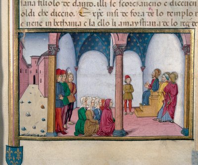 Jesus ensinando no Templo Miniatura de Cristoforo De Predis (1440-1486) após a História do Novo Testamento de Cristoforo De Predis