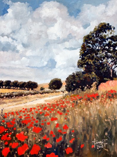 Papoilas Selvagens, Hertfordshire, 2010 (óleo sobre papel) de Cruz Jurado Traverso