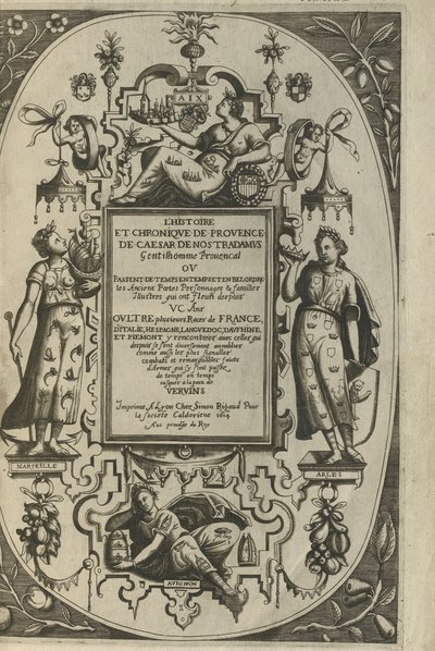Página de título da História e Crônica de Provence, 1614 de César de Nostredame